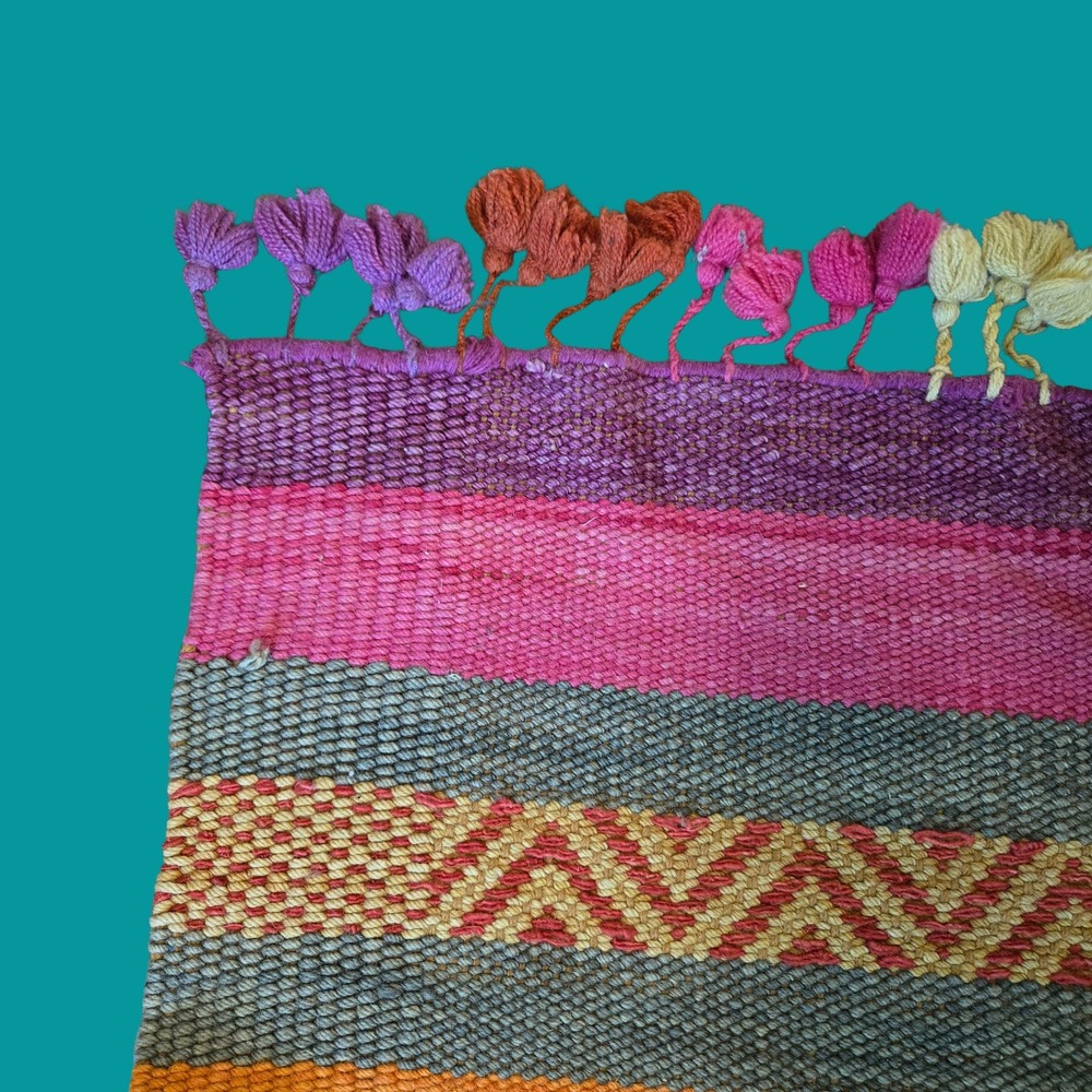 Vtg Handwoven Wool Kilim Rug Geometric Southwestern Boho Tassels Boho 4'x 6' - Picture 5 of 9